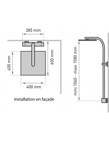 669900 000 00  Комбинация душа Touareg, термостатический смеситель, очень большая площадь распыления, дизайн и сверхплоская хромированная латунь Valentin Хром  - Вид №2