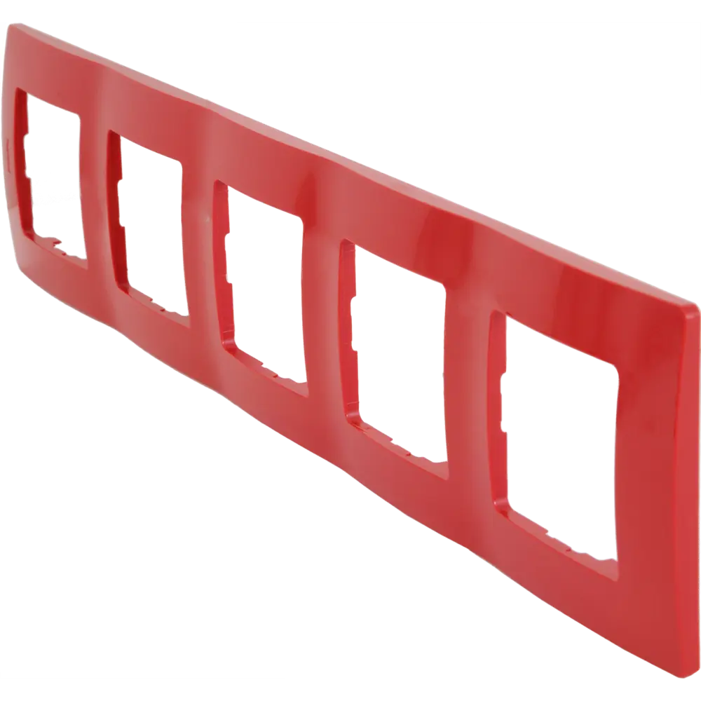 Рамка для розеток и выключателей Legrand Etika 5 постов, цвет красный STLM-2156115 - Вид №2