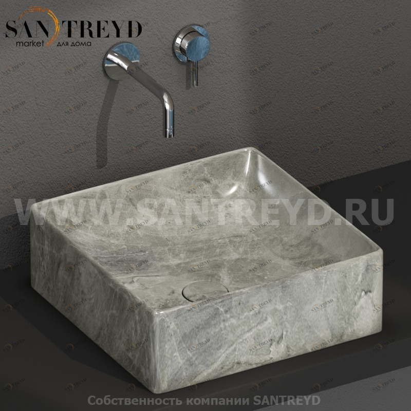 B6Q42AG Накладная раковина на столешницу  квадратная Ceramica Globo T-EDGE