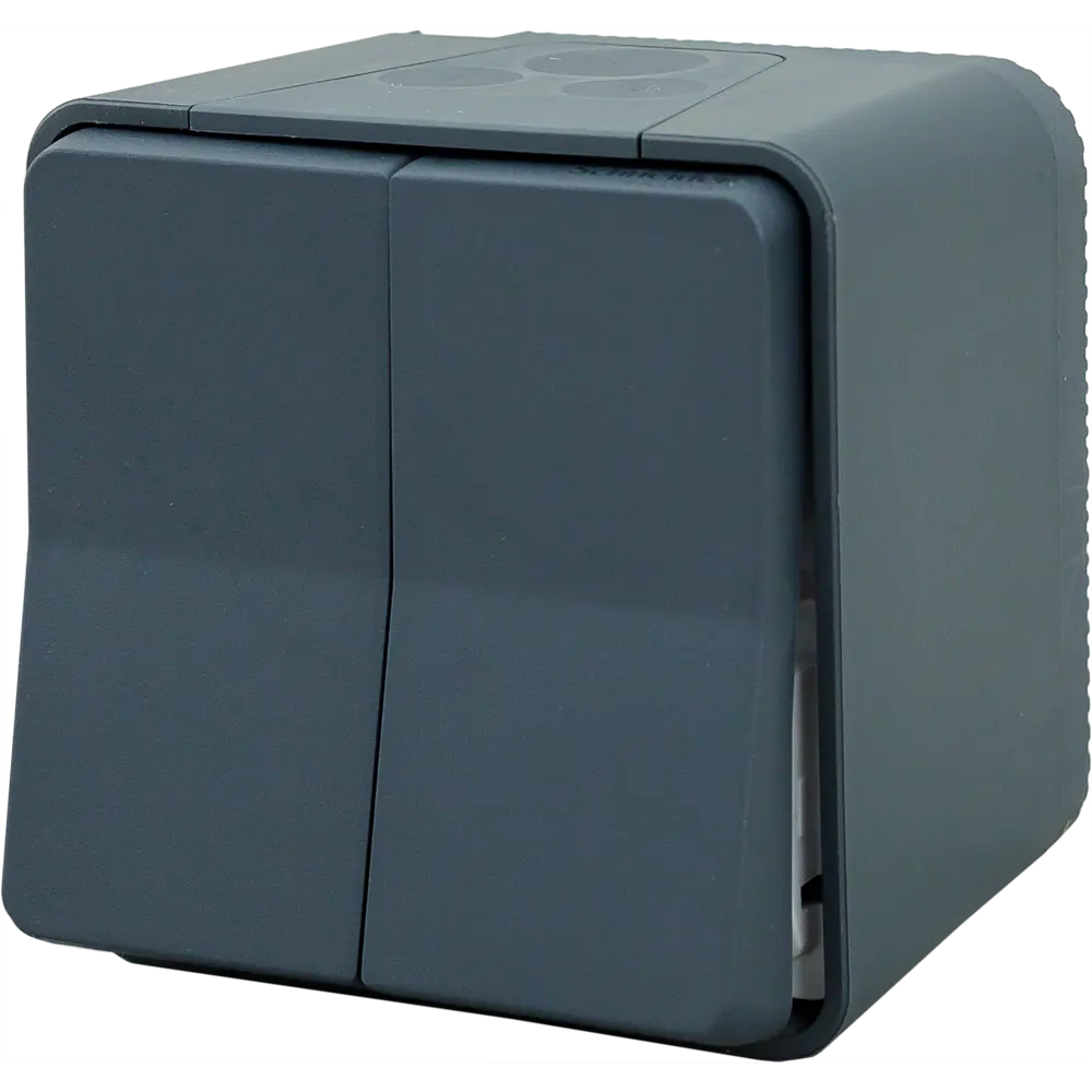 Переключатель накладной влагозащищенный Systeme Electric Mureva Styl 2 клавиши IP55 цвет антрацит STLM-2019242 - Вид №1