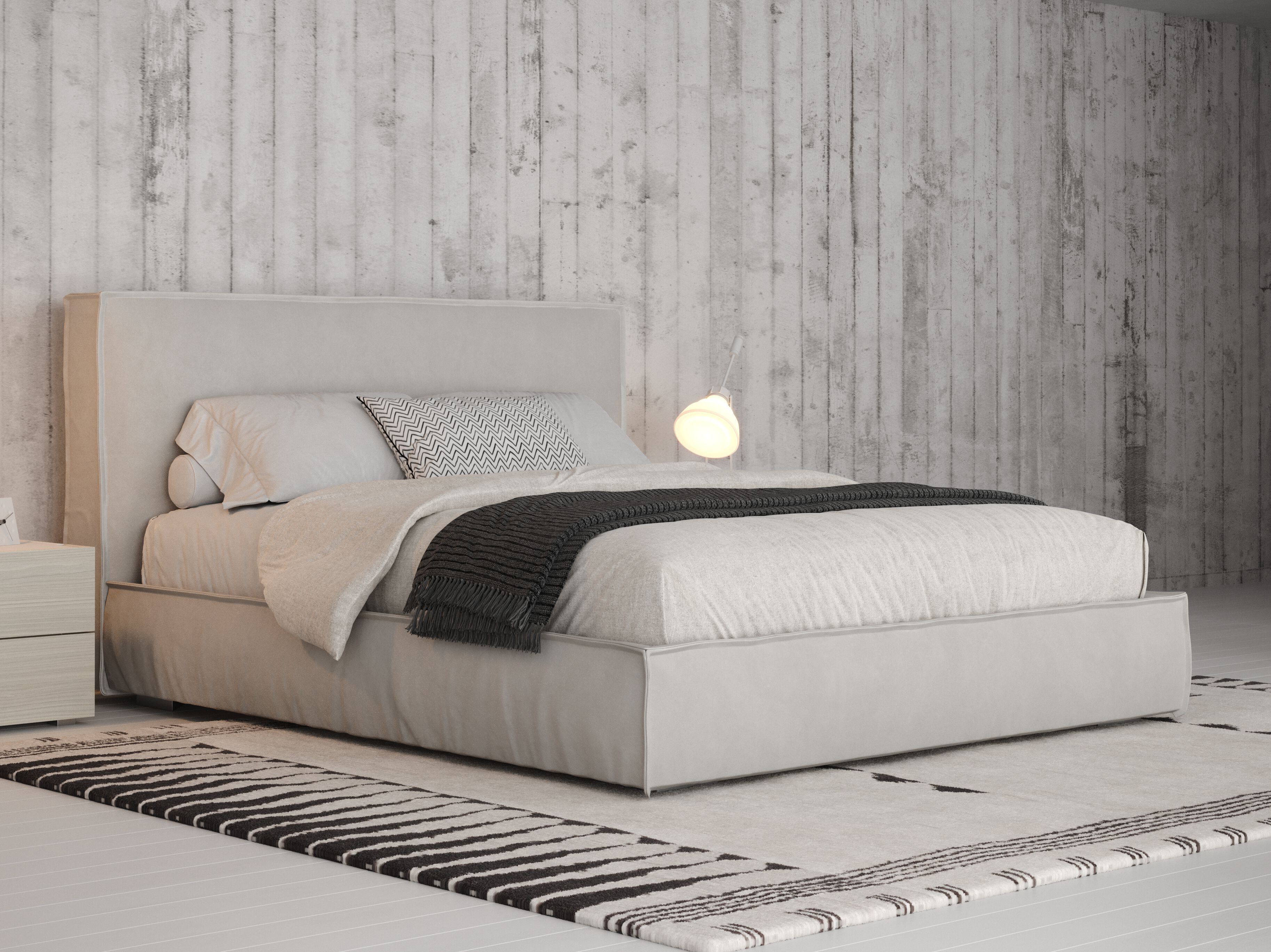 Двуспальная кровать для хранения ткани с мягким изголовьем Giessegi SAND ARCH-00104864