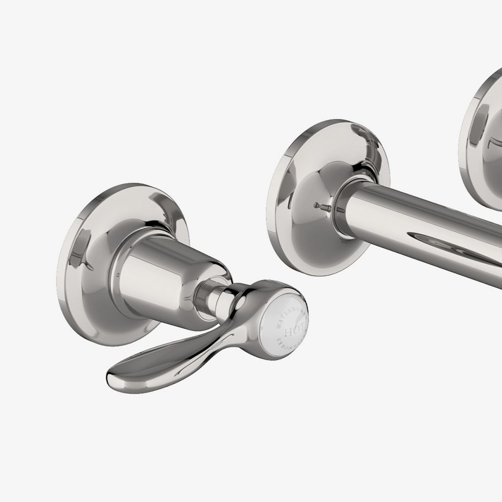 EALS47 Easton Classic Низкопрофильный настенный смеситель для унитаза с тремя отверстиями, удлиненным изливом и металлическими ручками Waterworks  - Вид №1