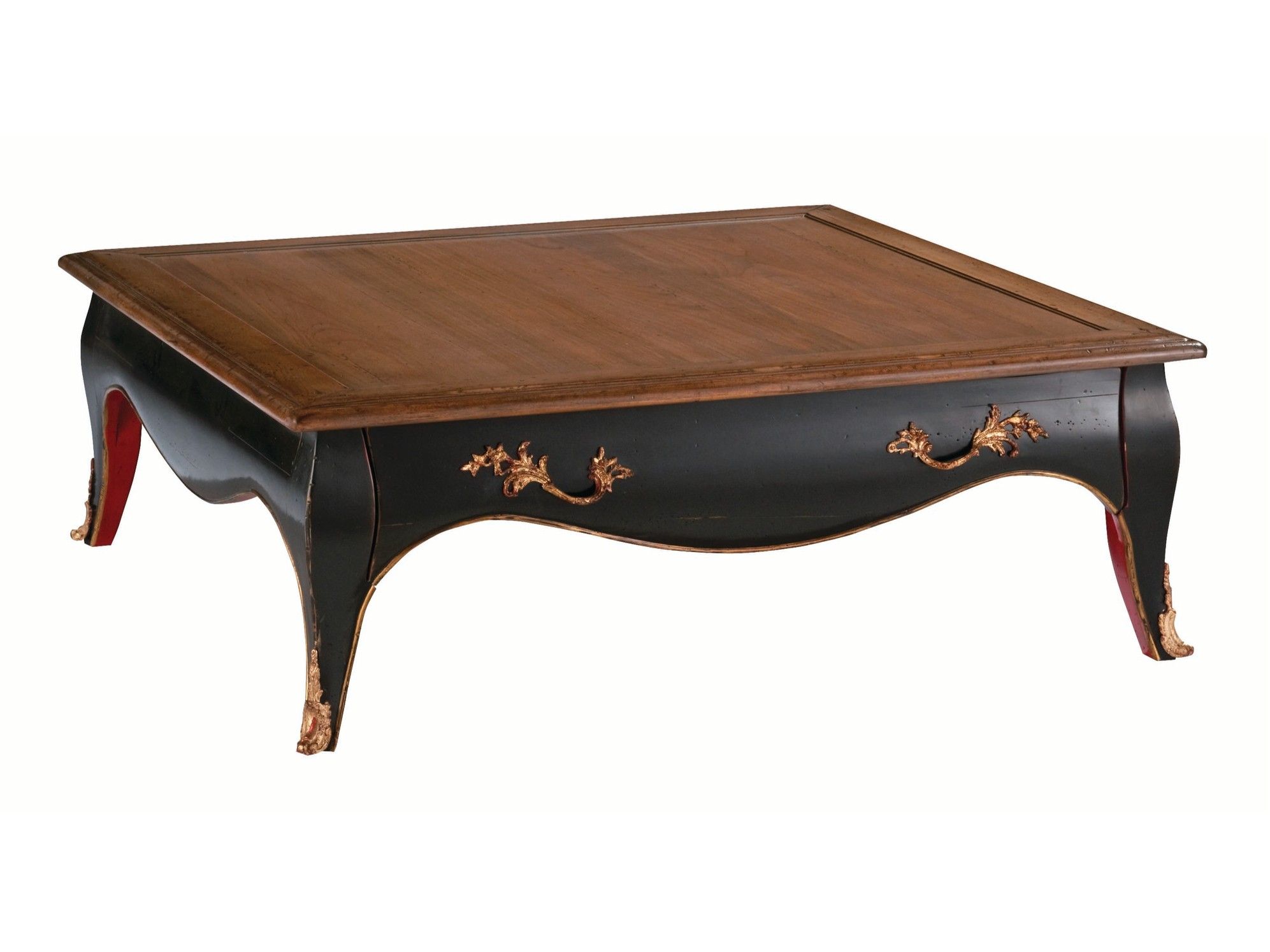 Низкий квадратный вишневый журнальный столик с отсеком для хранения ROCHE BOBOIS VOLUTES ARCH-00149794 - Вид №1