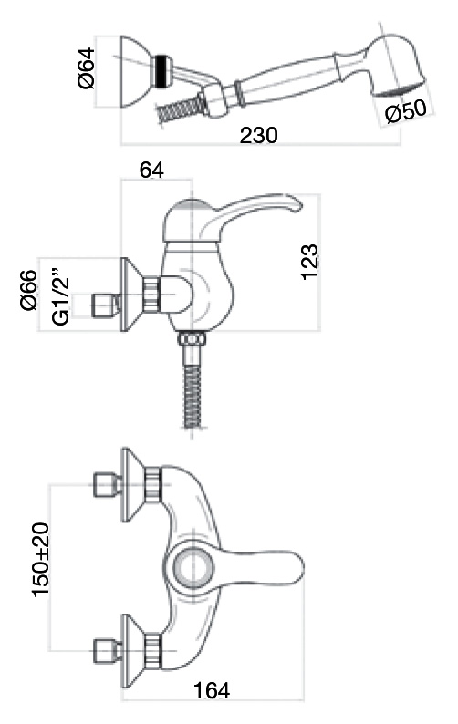 AU870101060 Смеситель для душа Armony , медь Webert Aurora - Вид №1