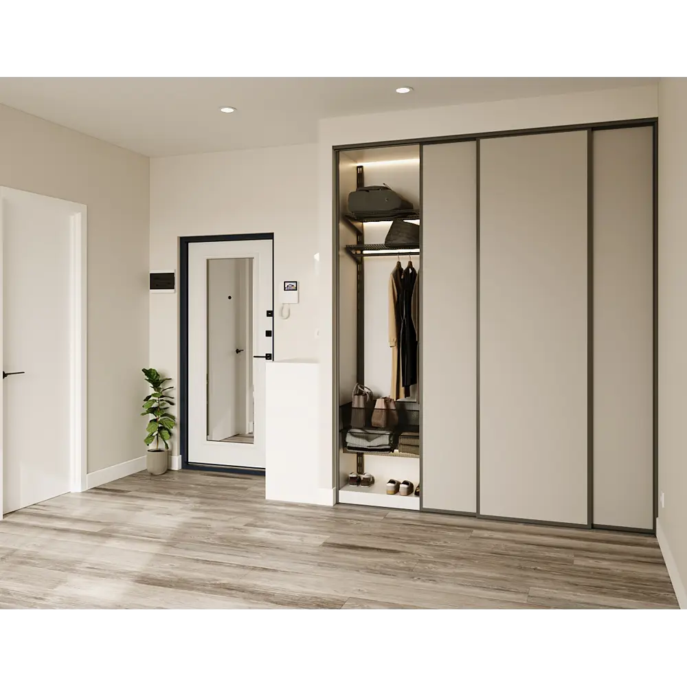 Дверь-купе KONSENSA 244.5x60.4  см МДФ цвет кашемир профиль черный узкий STLM-2015342 - Вид №9