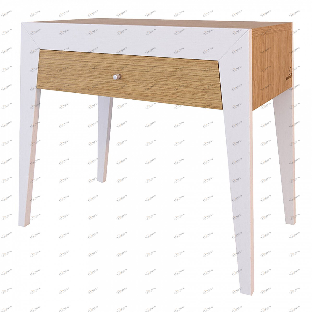 Тумбочка прикроватная белая с ящиком дуб Still BRAGIN DESIGN  256437 Белый 
