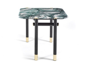 Мраморный и деревянный квадратный журнальный столик