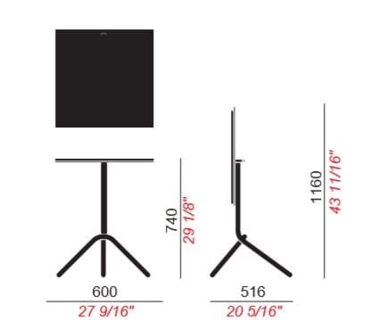 Квадратный стол с откидным верхом из листового металла COLOS ARCH-00066909