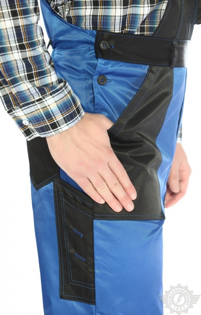 61469 Полукомбинезон "Мастер" василек-черный  Летняя спецодежда  размер 44-46/158-164  - Вид №7