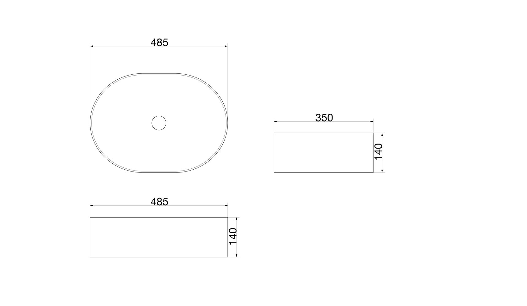 SL-1084 Раковина керамическая накладная с переливом LAB.Space  - Вид №1