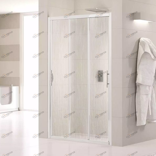 Двери в нишу 102 см LUNES P Novellini LUNES с белым профилем и стеклом "Вода" LUNESP962D