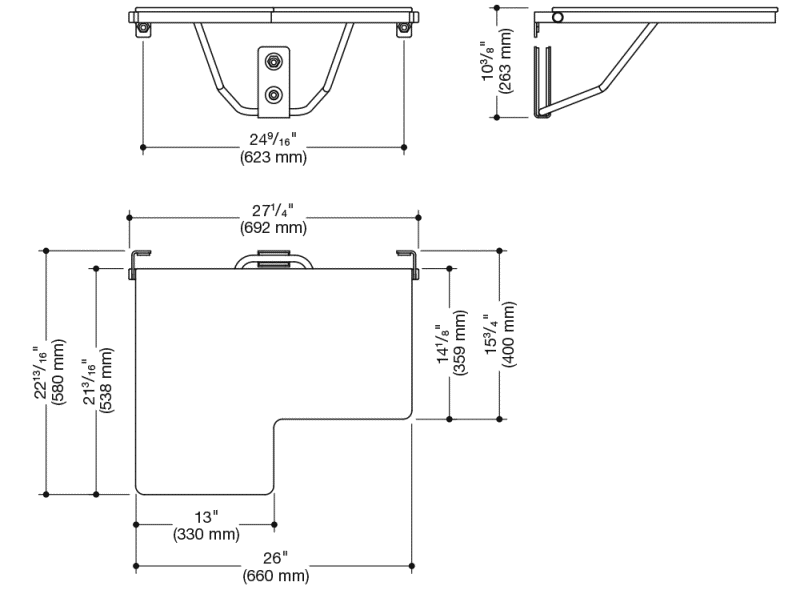 900.51.20740 Сиденье для душа складное Г-образное (ada) HEWI System 900 - Вид №1
