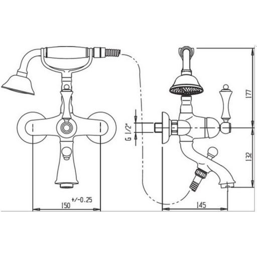 Напольный смеситель для ванны с ручным душем CEZARES ATLANTIS-VDP-01-Sw/M - Вид №1