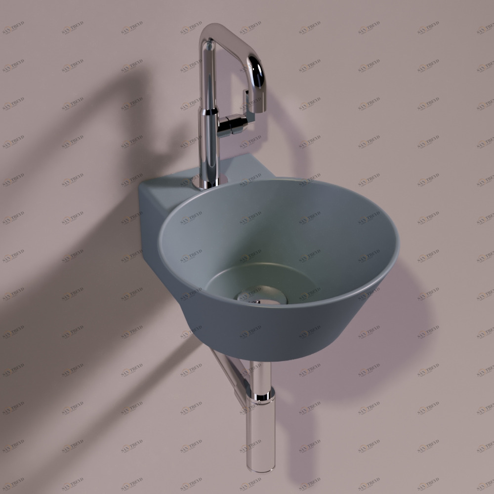 WA05CEMENTOMATT Подвесная раковина настенная круглая Simas  серая 