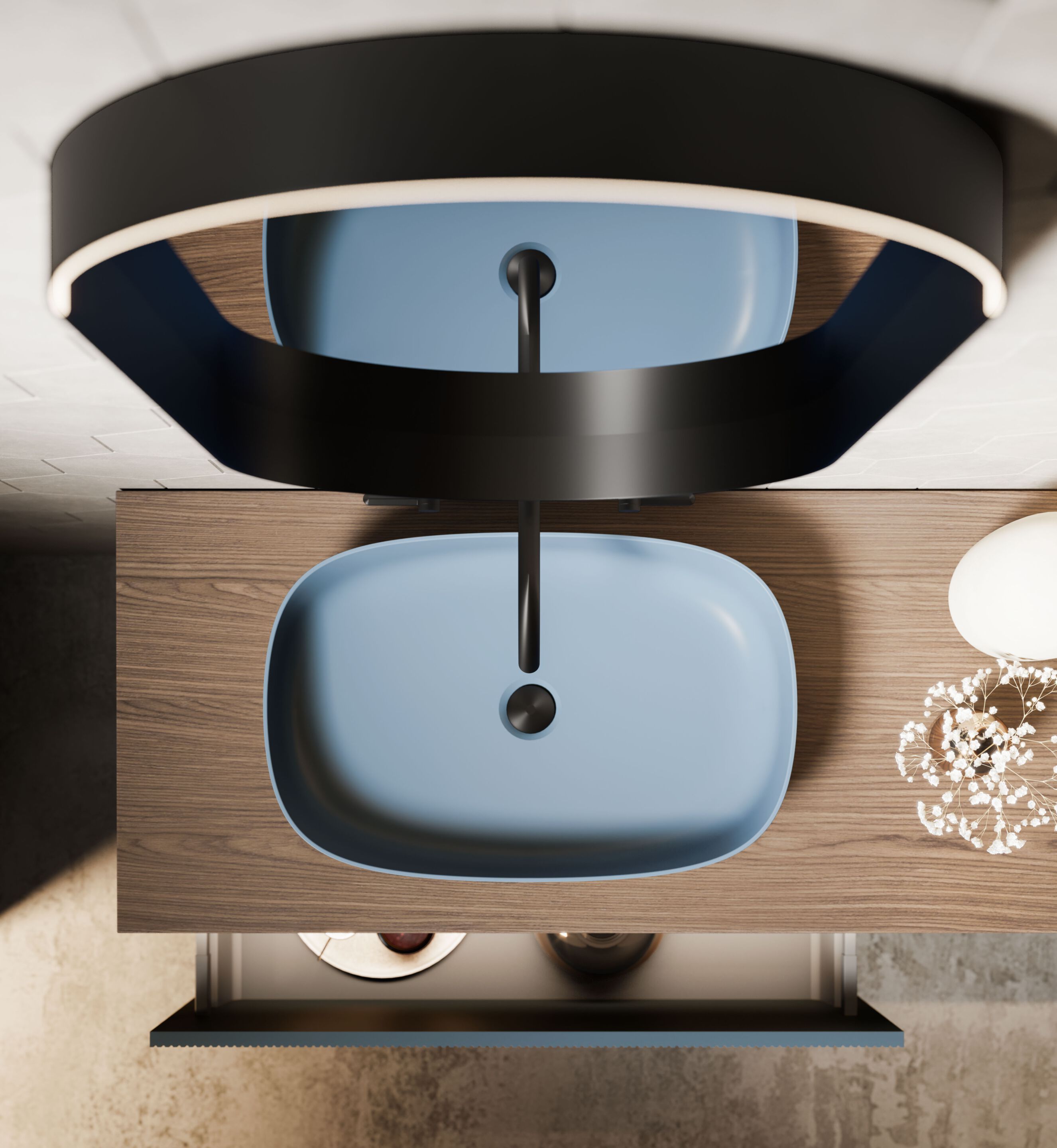 Подвесной умывальник с ящиками Mobiltesino Millerighe Color ARCH-00073312 - Вид №2