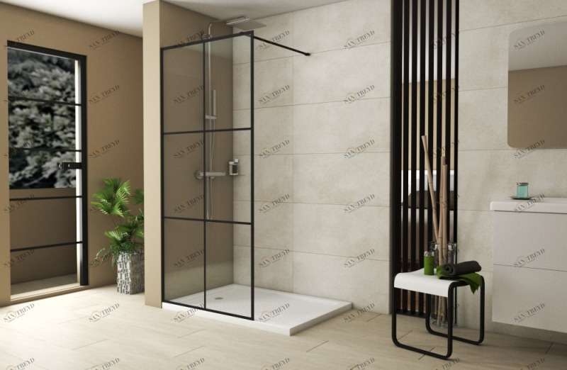 Душевая перегородка 900*1950 BLACKLINE BG090.5413B bravat 