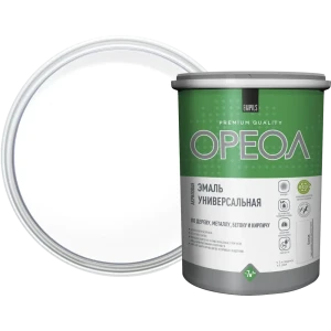 Универсальная эмаль ОРЕОЛ для внутренних и наружных работ - белая глянцевая 1 кг 89376150