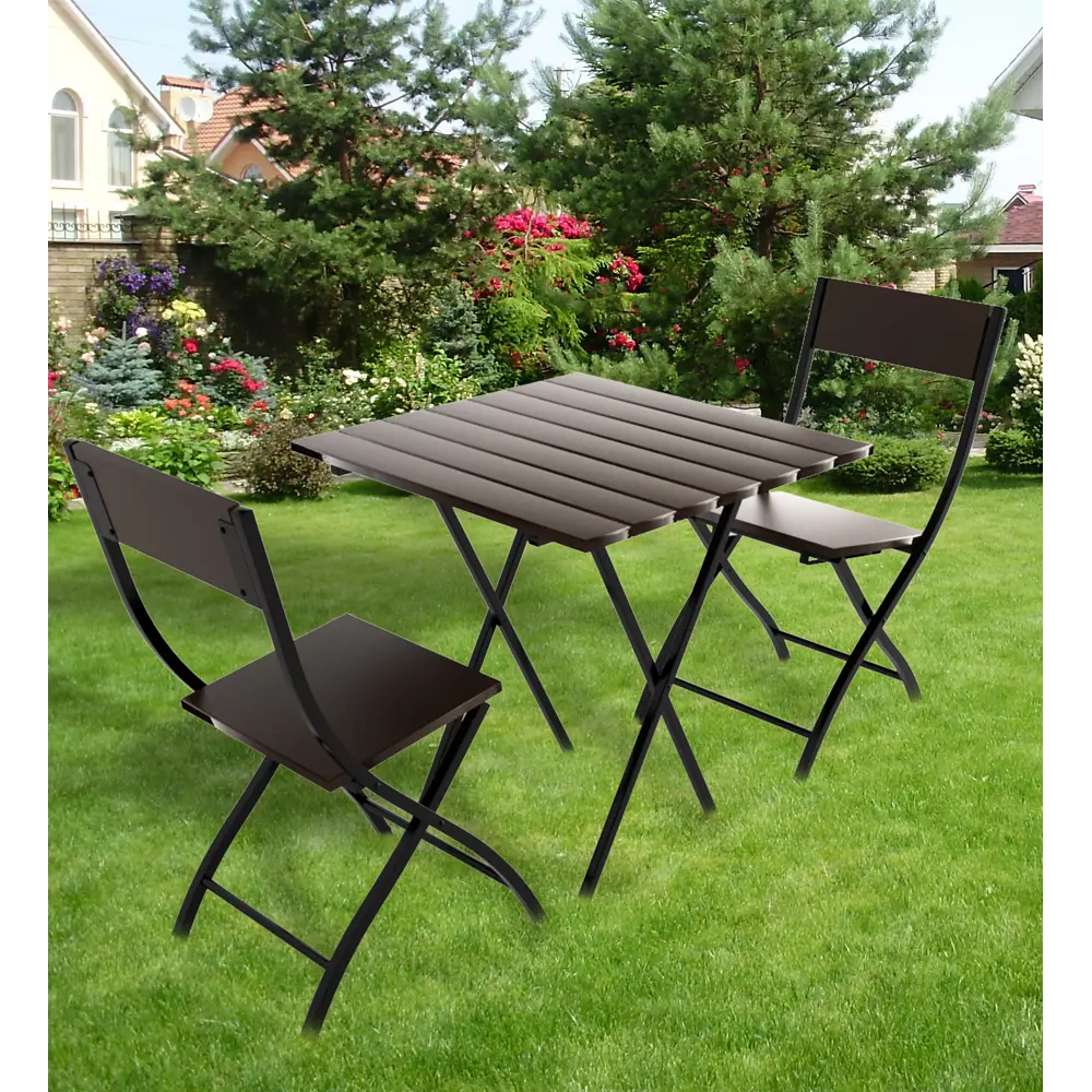 Стол садовый складной Quadro, металл/дерево, цвет каштан Santreyd 5 STLM-2015193 - Вид №6