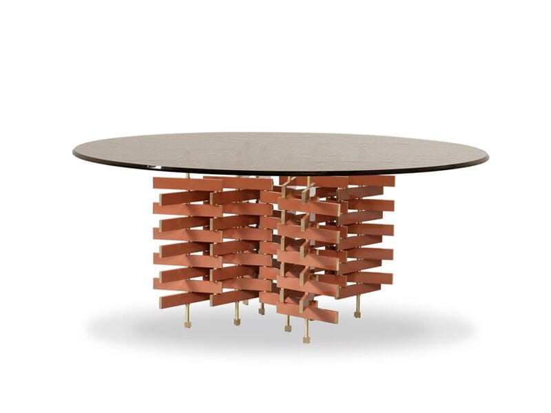 Круглый стол с витражным верхом и лакированной основой Baxter LOOM ARCH-00107612 - Вид №6