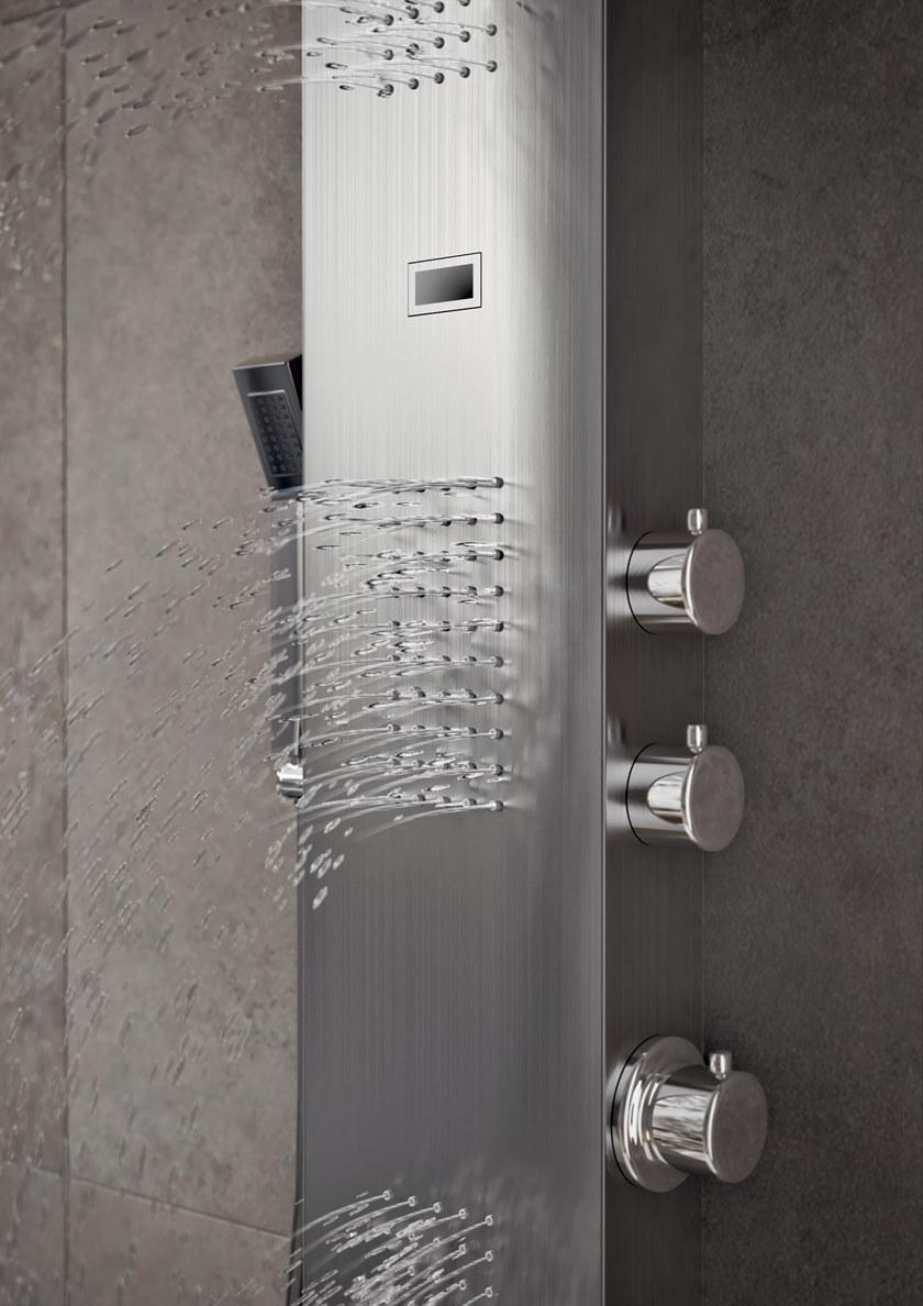 GEDY Настенная металлическая душевая стойка в современном стиле с переключателем и ручным душем sun-id-1478591 - Вид №3