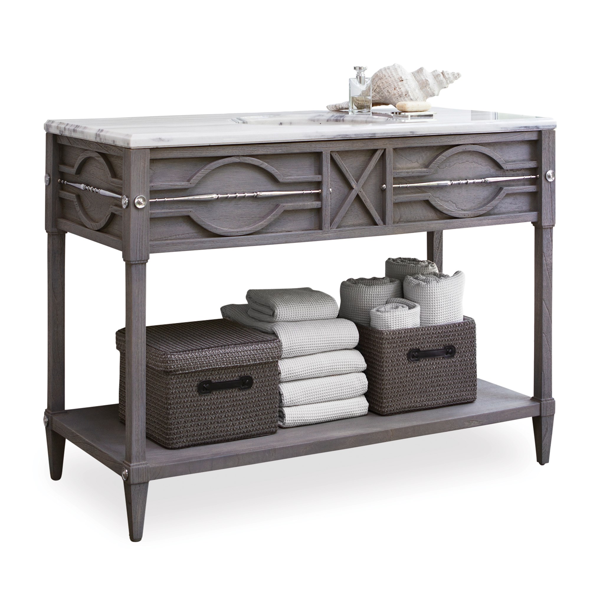 Тумбочка, большая (от 37 до 59,5) 17554-110-411 Spindle Sink Chest - Weathered Grey  Ambella  - Вид №1