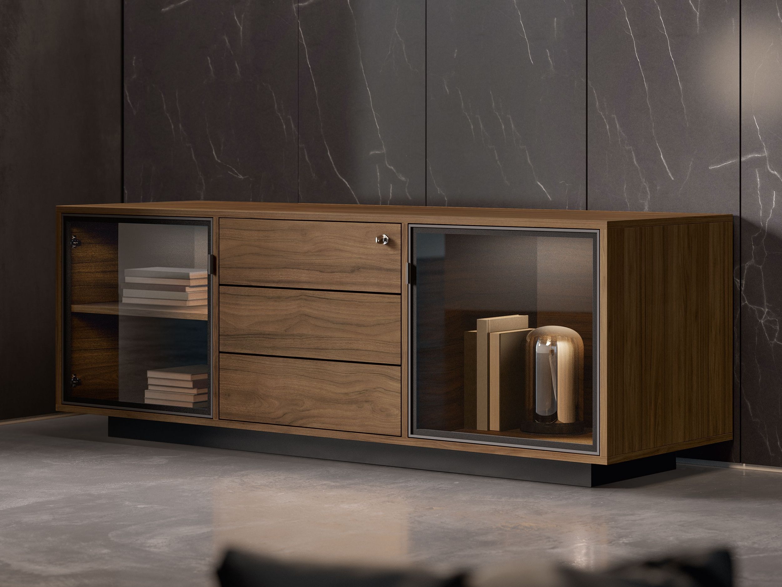 Низкий офисный шкаф из дерева и стекла About Office Bold58 ARCH-00070078 - Вид №1