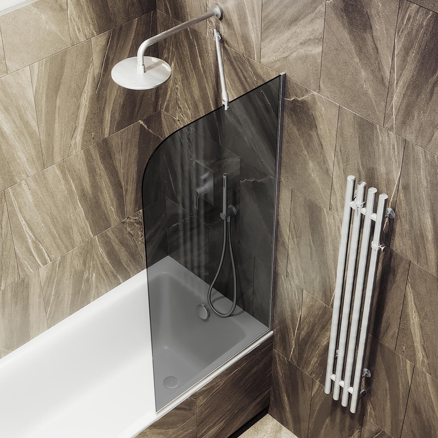 Шторка для ванны в узком профиле ST-152-5у Public Steel