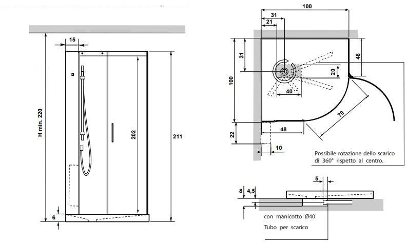 Gruppo Geromin Душевая кабина с хром-ароматерапией и гидромассажем Tempo sun-id-1489774 - Вид №2