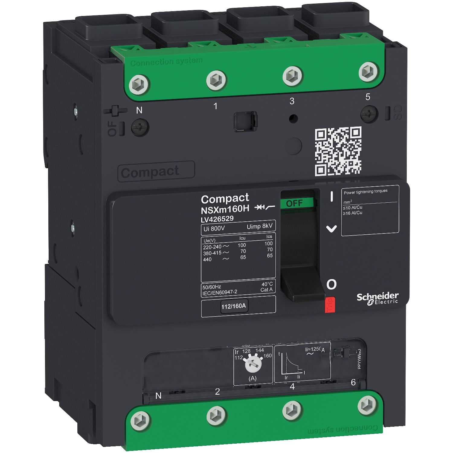 LV426329 Силовой автомат NSXm, 36кА, 4P, 160А Schneider Electric Compact 