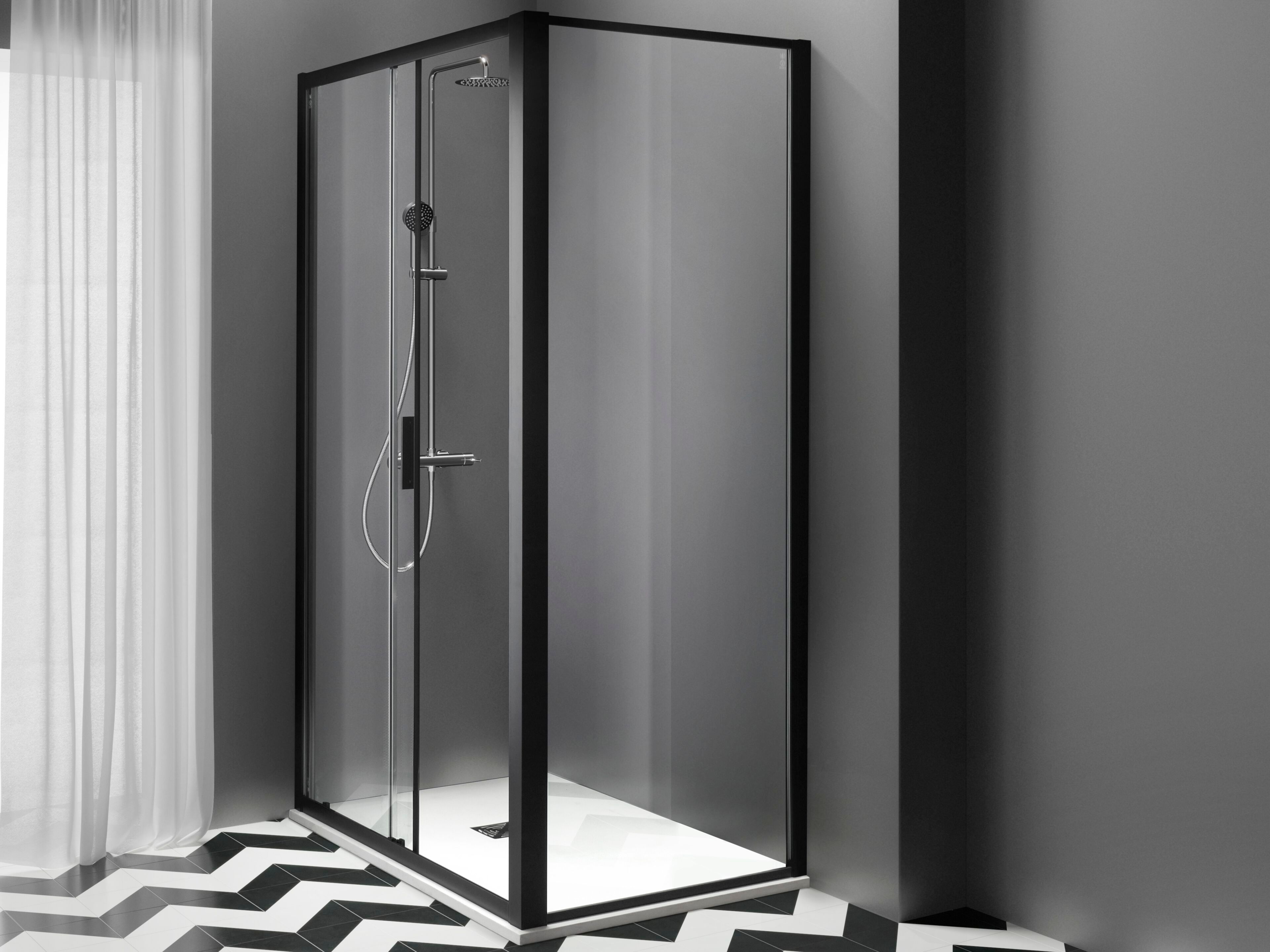 Алюминиевая и стеклянная угловая душевая кабина TAMANACO PSCRAPID ARCH-00086673