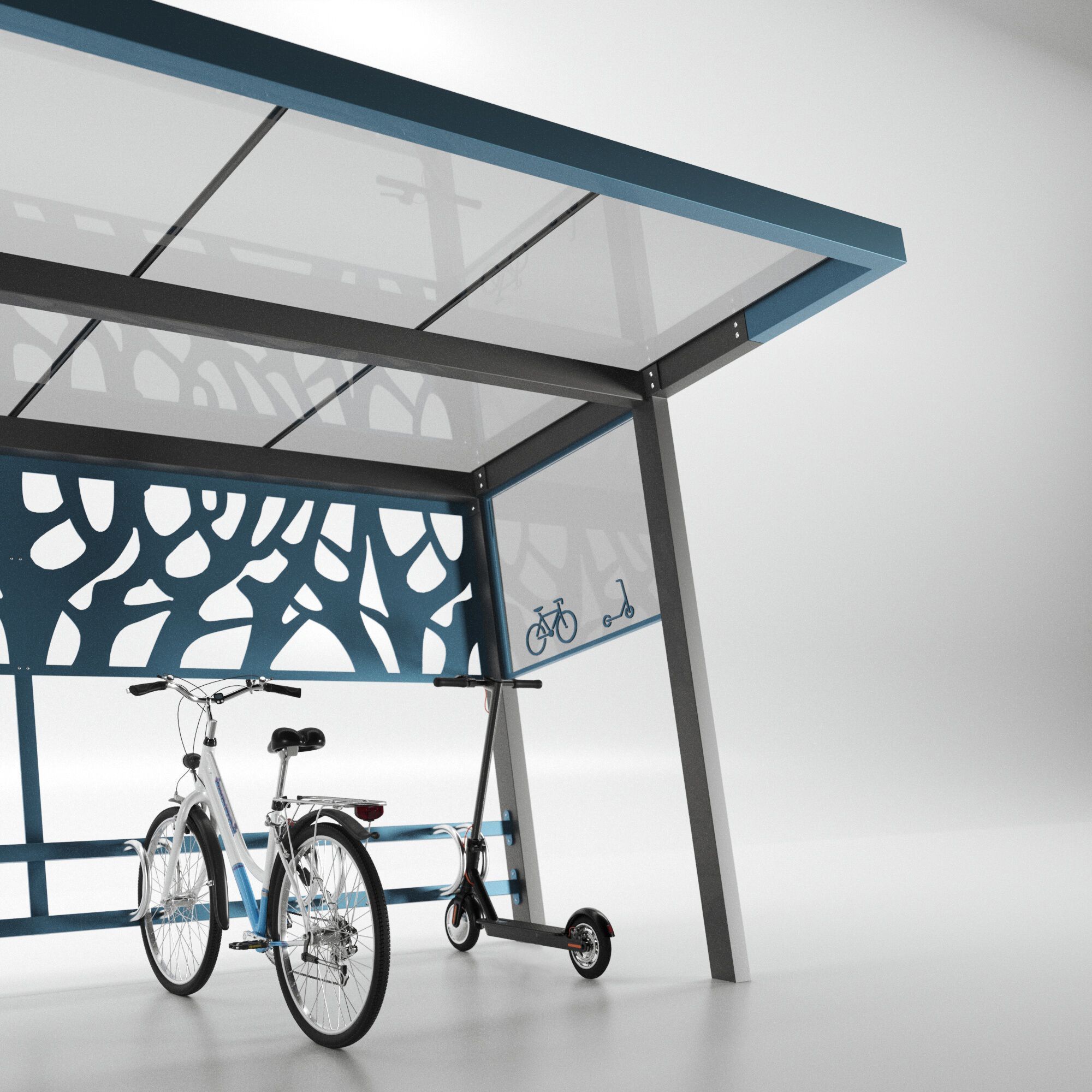 Стальной и поликарбонатный навес для велосипедов и мопедов CITYSì CROSS ARCH-00108240 - Вид №9