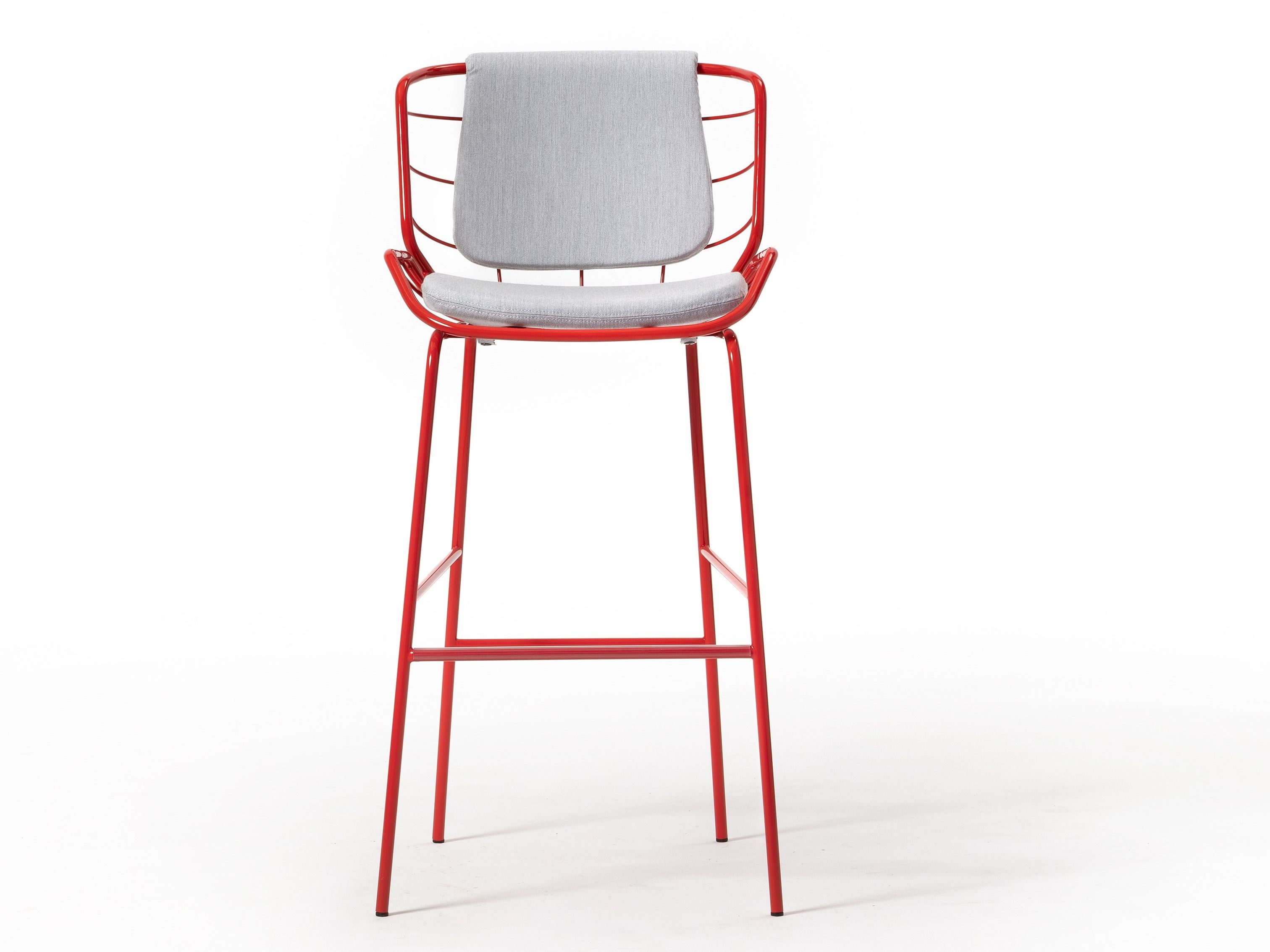 Металлический мягкий табурет с подставкой для ног со спинкой TrabA' Кожа ARCH-00045469 - Вид №2