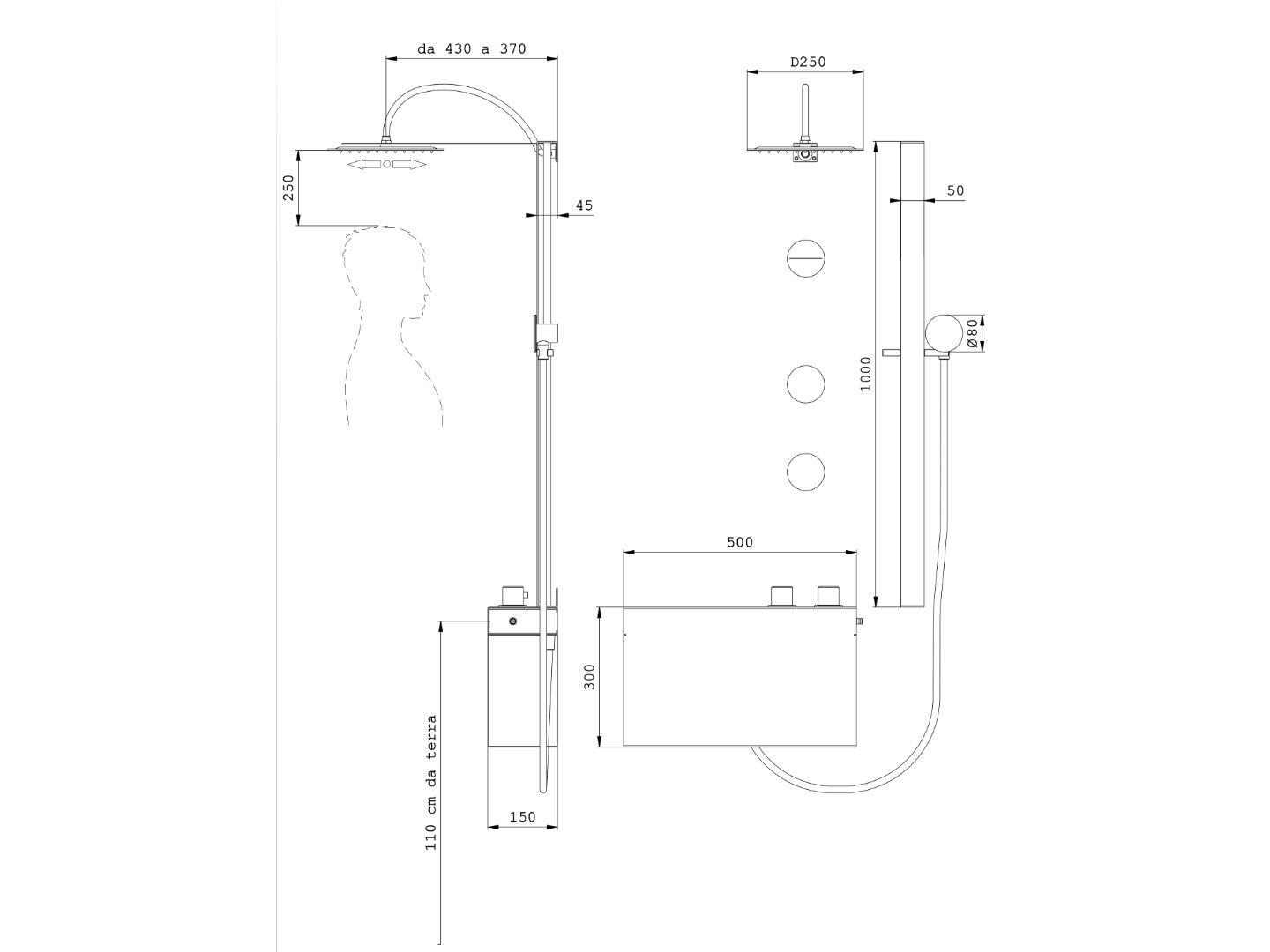 Стержень из нержавеющей стали с ручным душем Cropelli Alyssia ARCH-00064412 - Вид №39