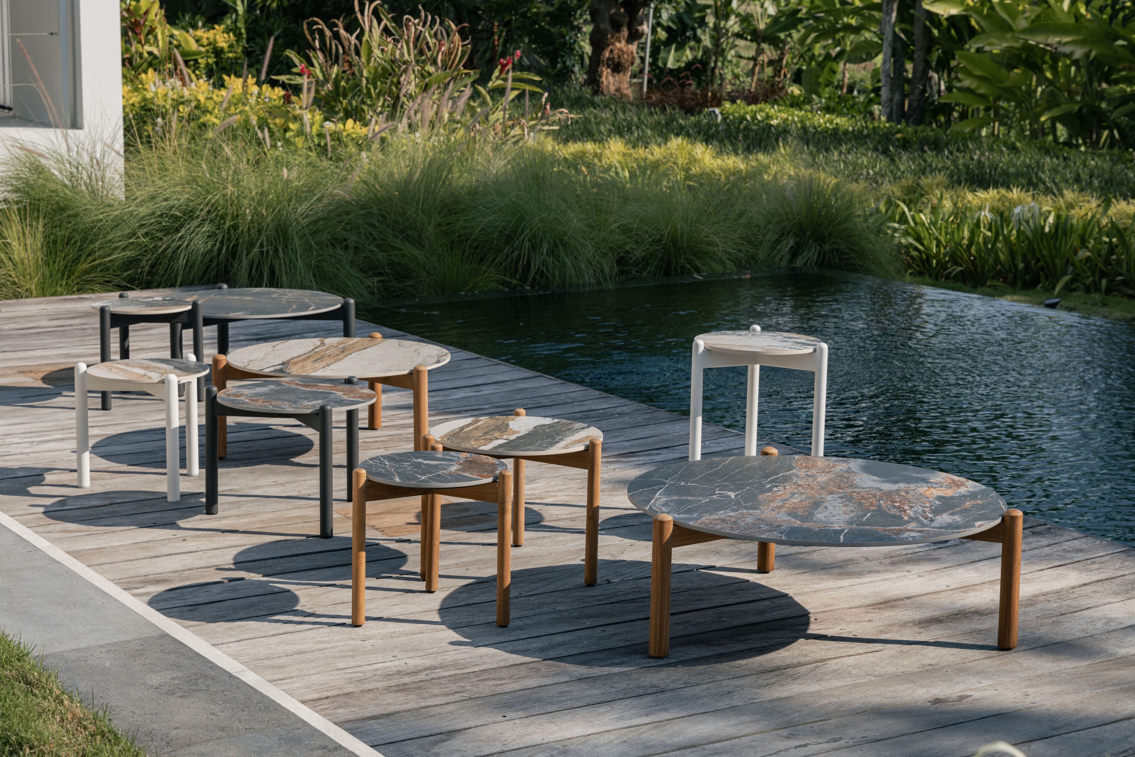 Круглый стол из тикового дерева с керамогранитом cbdesign Stylo ARCH-00008265