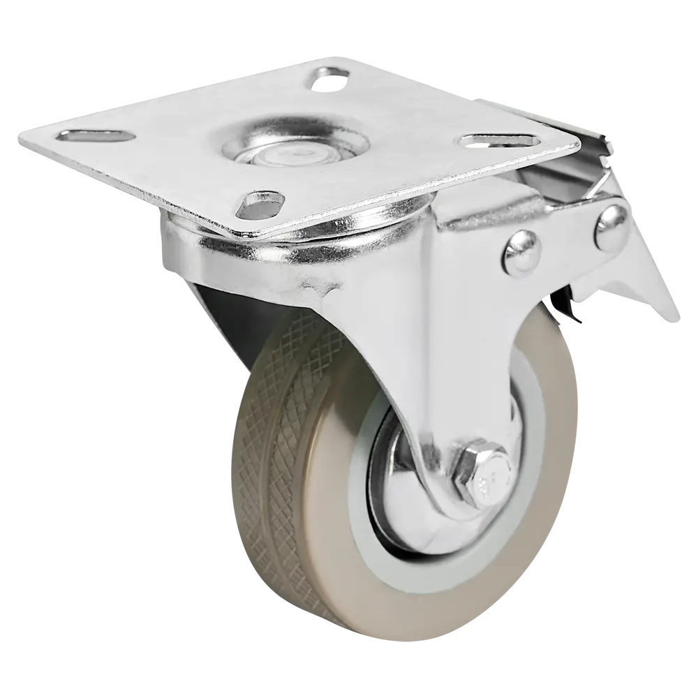 Поворотное мебельное колесо с тормозом 60 мм серое 89430144 Santreyd STLM-1583316