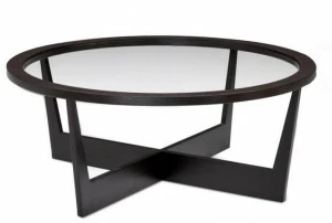 Duvivier Canapés Круглый журнальный столик со структурой дуба и стеклянной столешницей  Barrytbr1-t, barrygu1-t