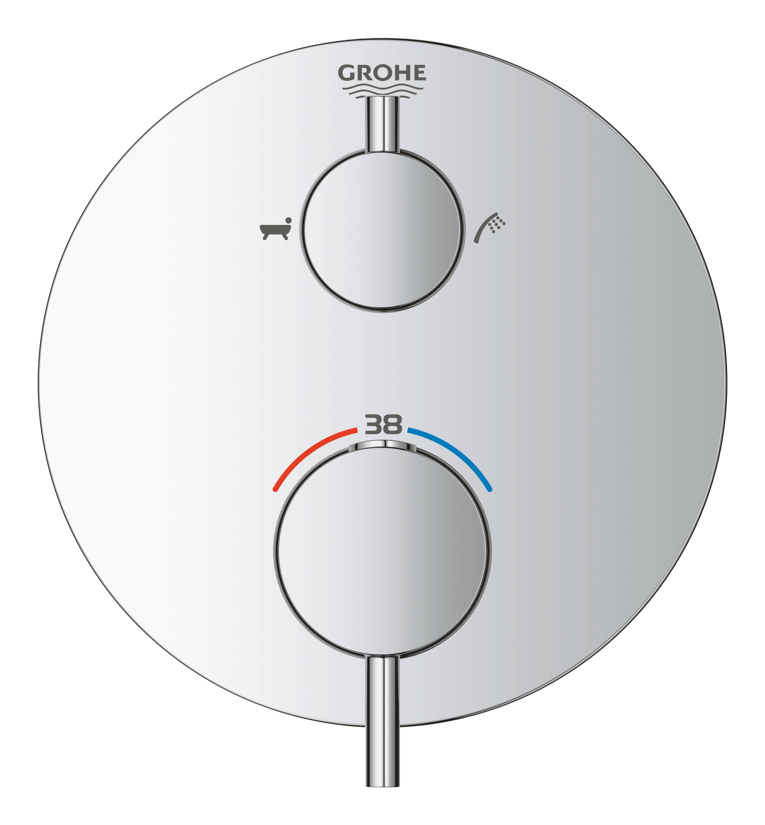 Внешняя часть термостатического смесителя для ванны GROHE Atrio с переключателем на 2 положения ванна/душ, хром (24138003) - Вид №1