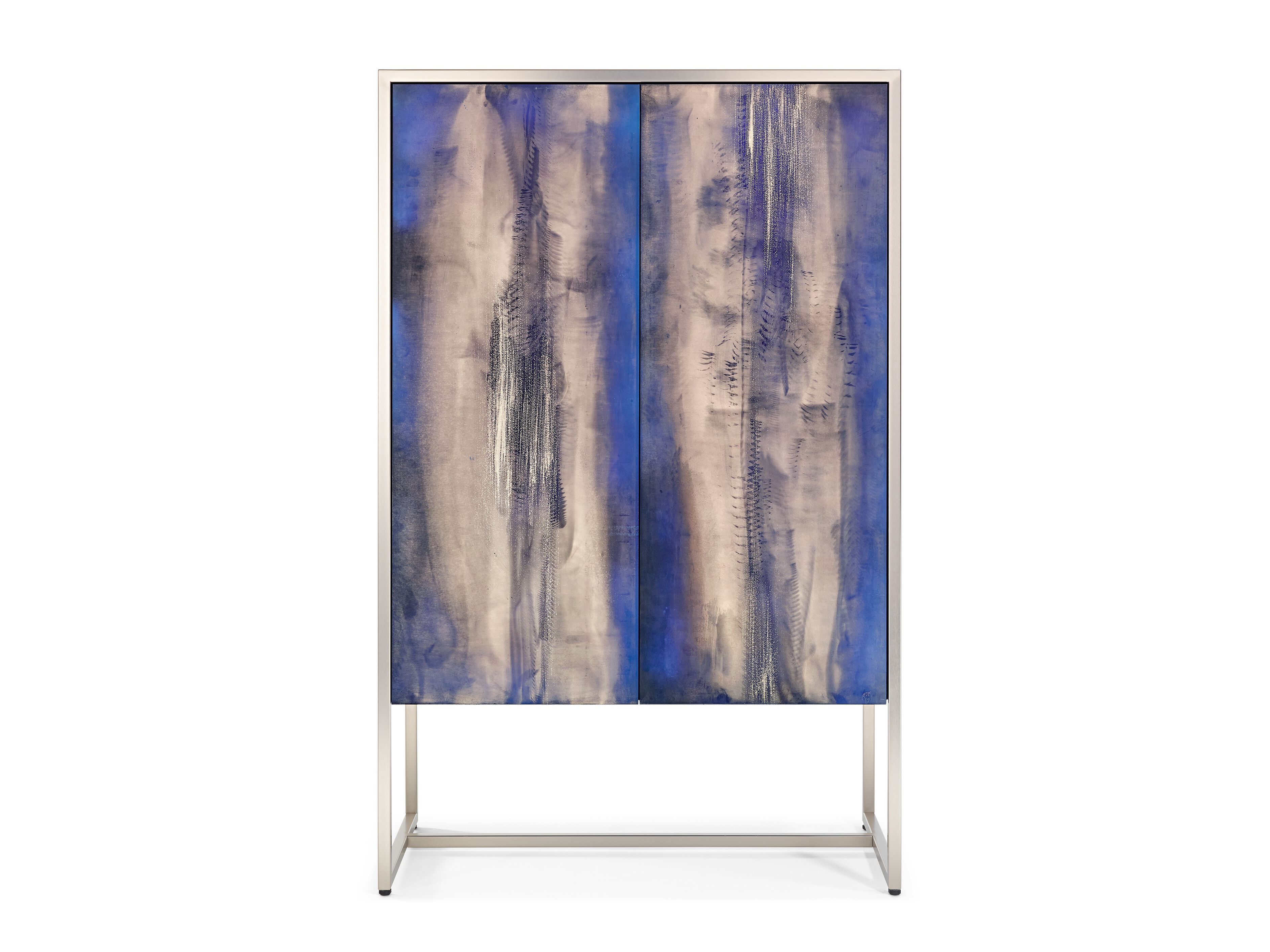 Деревянный сервант со встроенным освещением и распашными дверцами, покрытыми стеклом ARTE VENEZIANA итальянские пейзажи ARCH-00147575