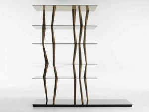 Casamania & Horm Двусторонний открытый книжный шкаф из дерева и стекла Sendai