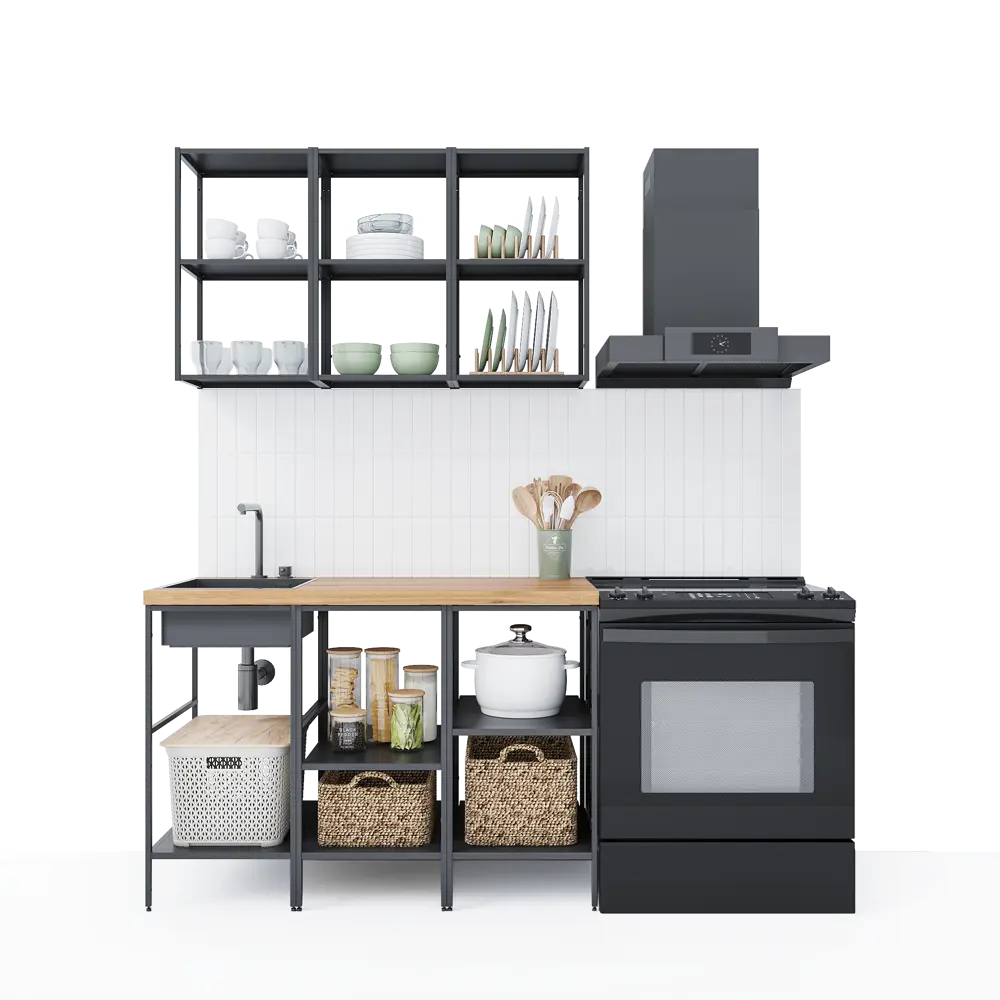 Кухонный гарнитур 120x60 см Вельга цвет черный KONSENSA STLM-2119941