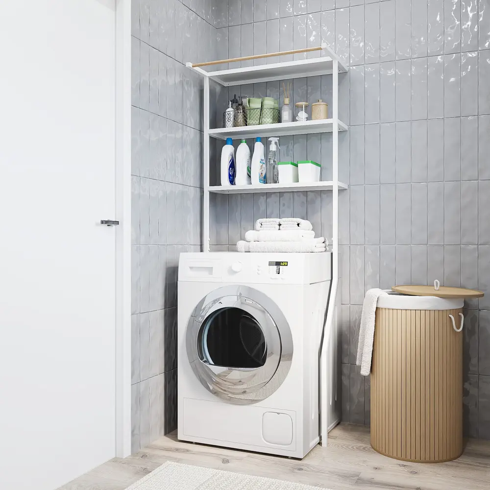 Стеллаж для стиральной машины KONSENSA Бруклин 66x38x171 см цвет белый STLM-2011877 - Вид №4