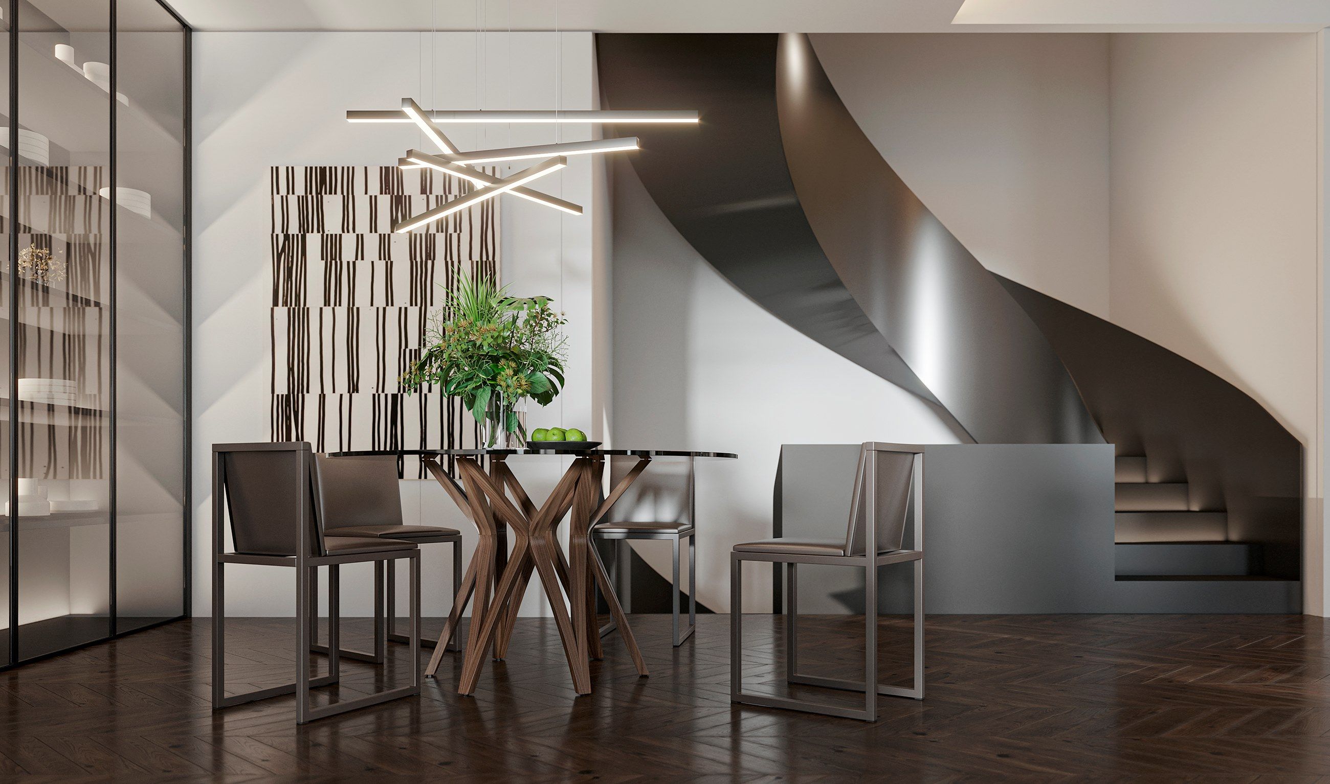 Круглый стол из дерева и стекла animovel Newtown ARCH-00061145