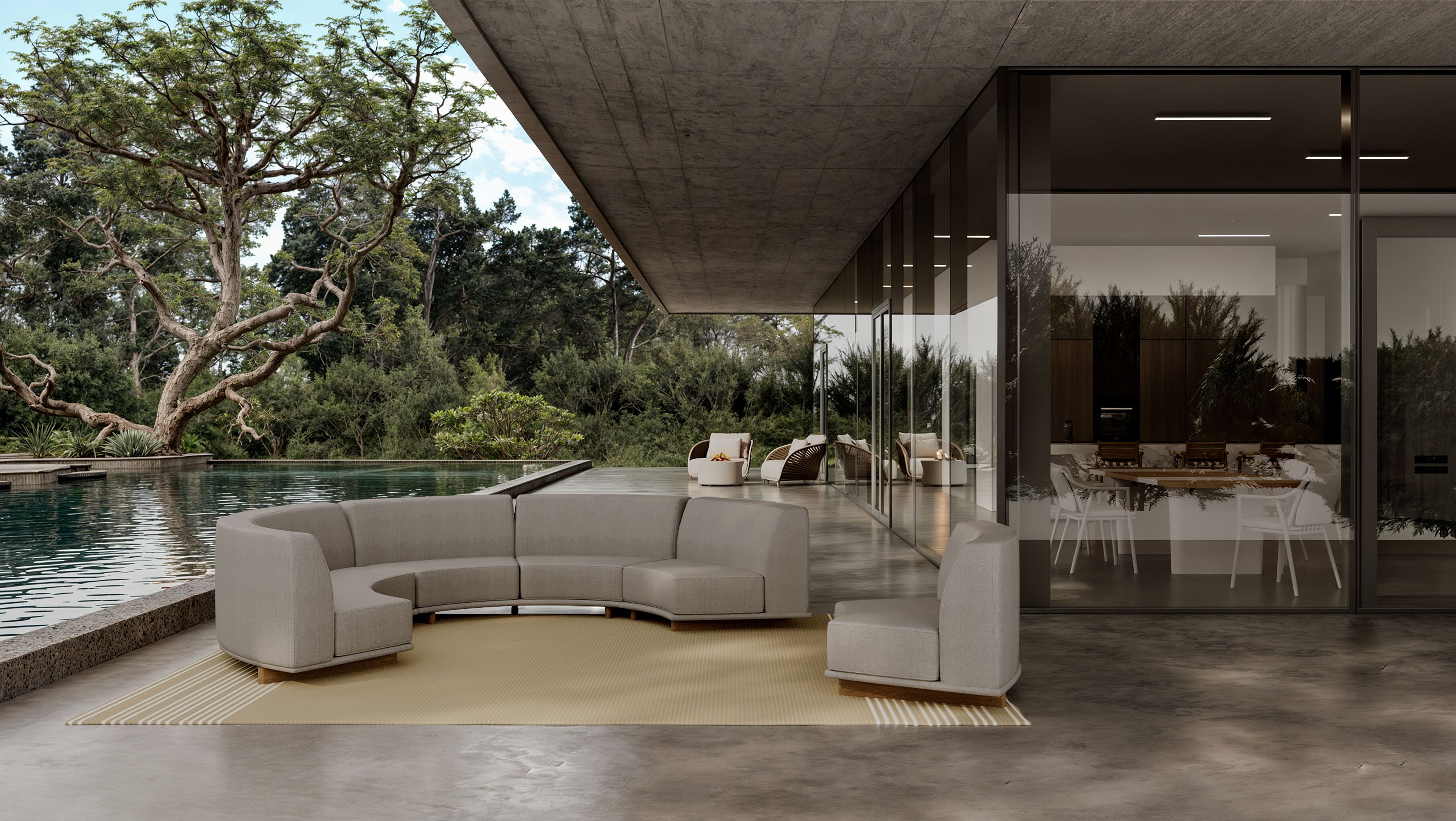 Тканевый изогнутый модульный садовый диван YAAZ Rasel ARCH-00061969 - Вид №1