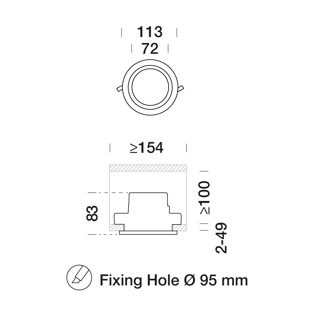 8514119 Встраиваемый в потолок светильник Platek ASTER Small  ASTER Small PRO - 1 COB 3000K Asymmetrical  - Вид №6