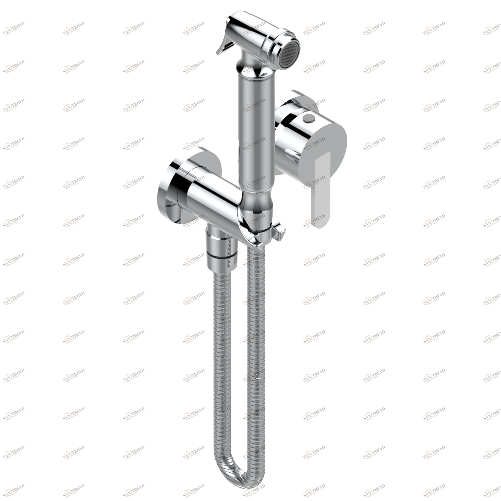 G6E-5840/MBG Комплект для душа, включающий смеситель, армированный шланг 1 м 25 см, ручной душ с курковым распылителем, выход из стены и предохранительный запорный клапан Thg-paris Metamorphose с белой керамикой Хром G6E 5840/MBG A02 CAT.A