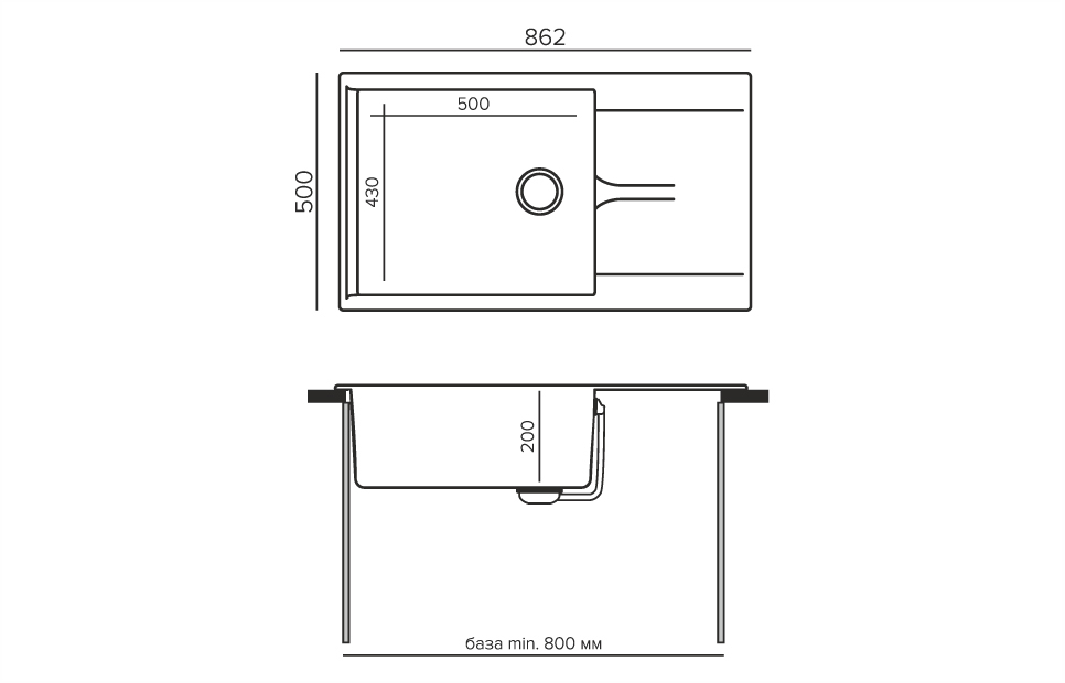 Кухонные мойки Polygran Gals-862 855083 - Вид №2