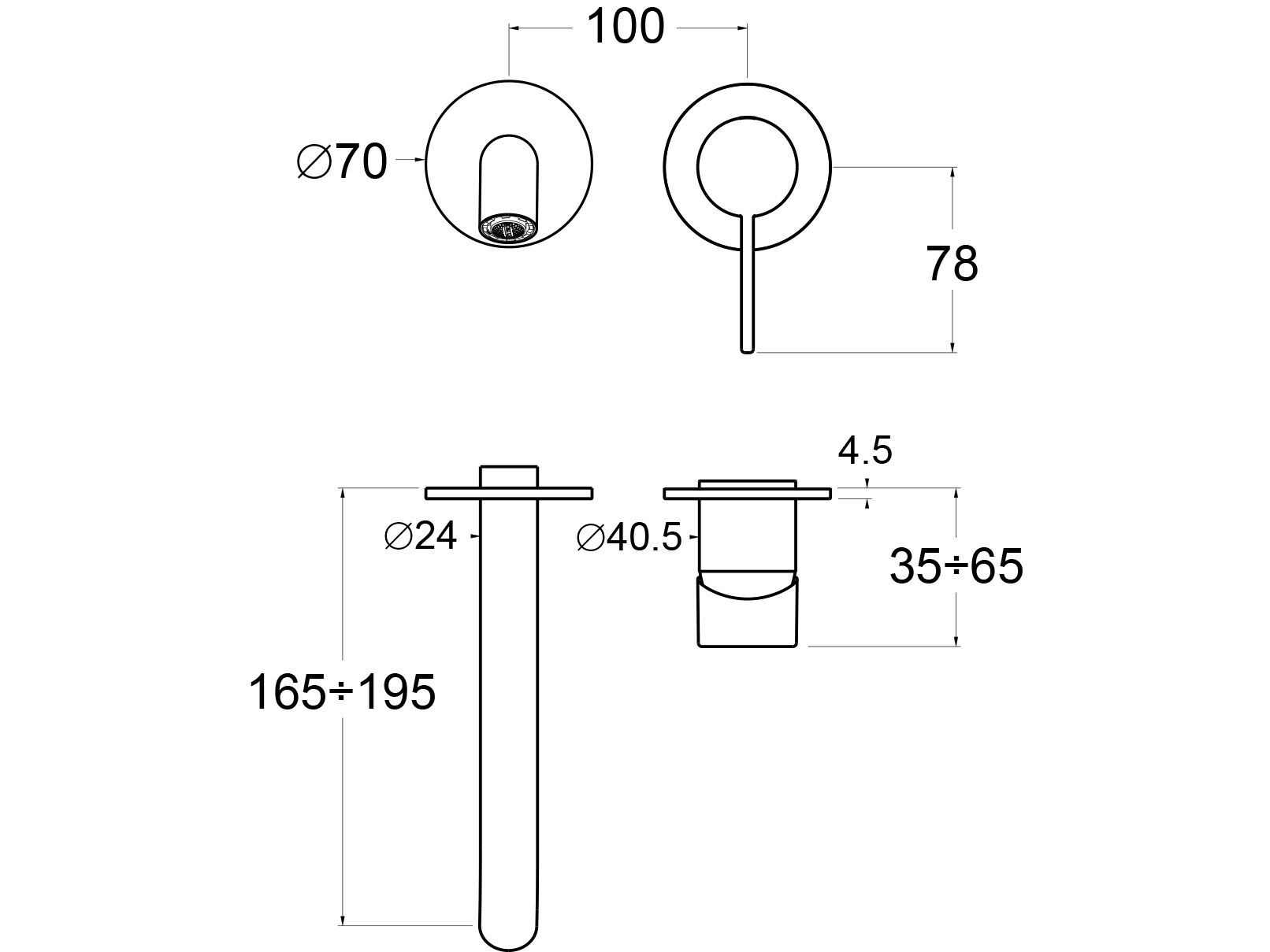 Однорычажный настенный смеситель для раковины GUGLIELMI RUBINETTERIE Rialto ARCH-00070507 - Вид №2