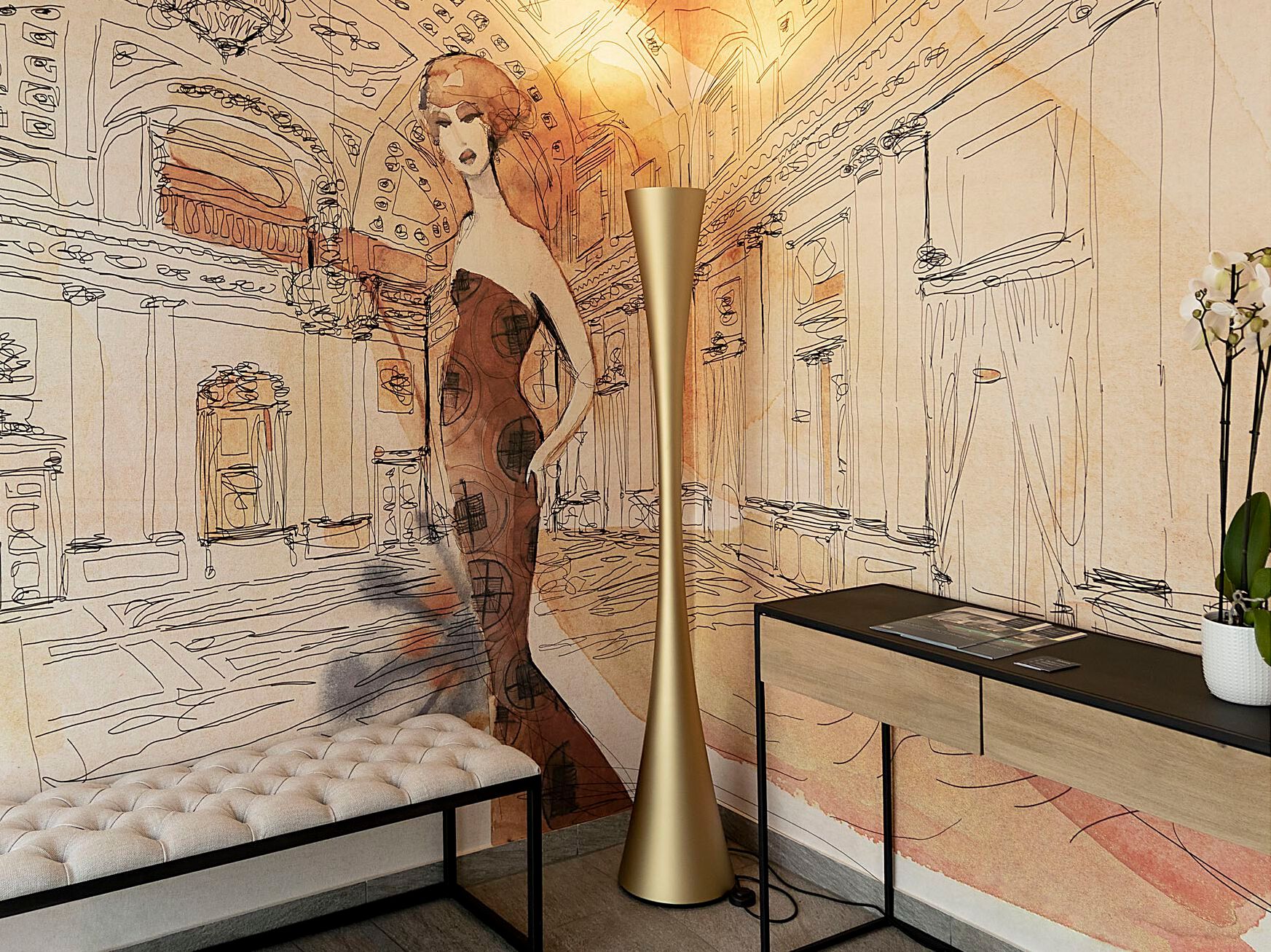 Светодиодная напольная лампа из смолы Martinelli Luce BICONICA ARCH-00023698