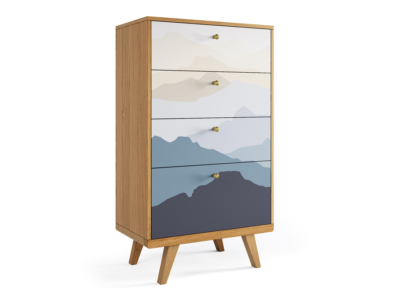 Комод высокий белый с рисунком "Принт 021" Thimon THE IDEA КОМОДЫ THIMON 209984 Бежевый;разноцветный  - Вид №1