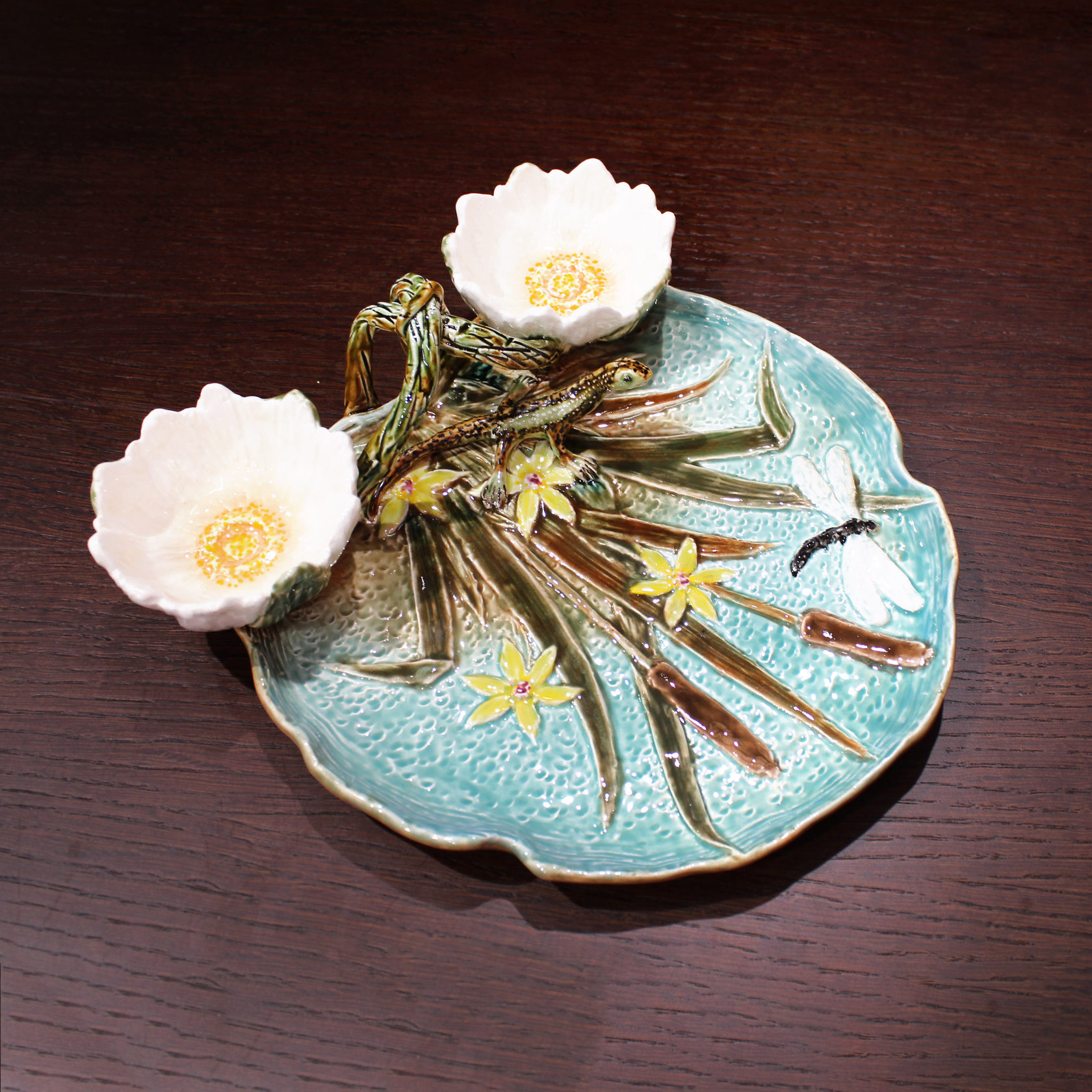 Блюдо для закусок (с двумя кувшинками) Бирюза/Салатовый PROVANSFAIENCE sun-id-994771 - Вид №13